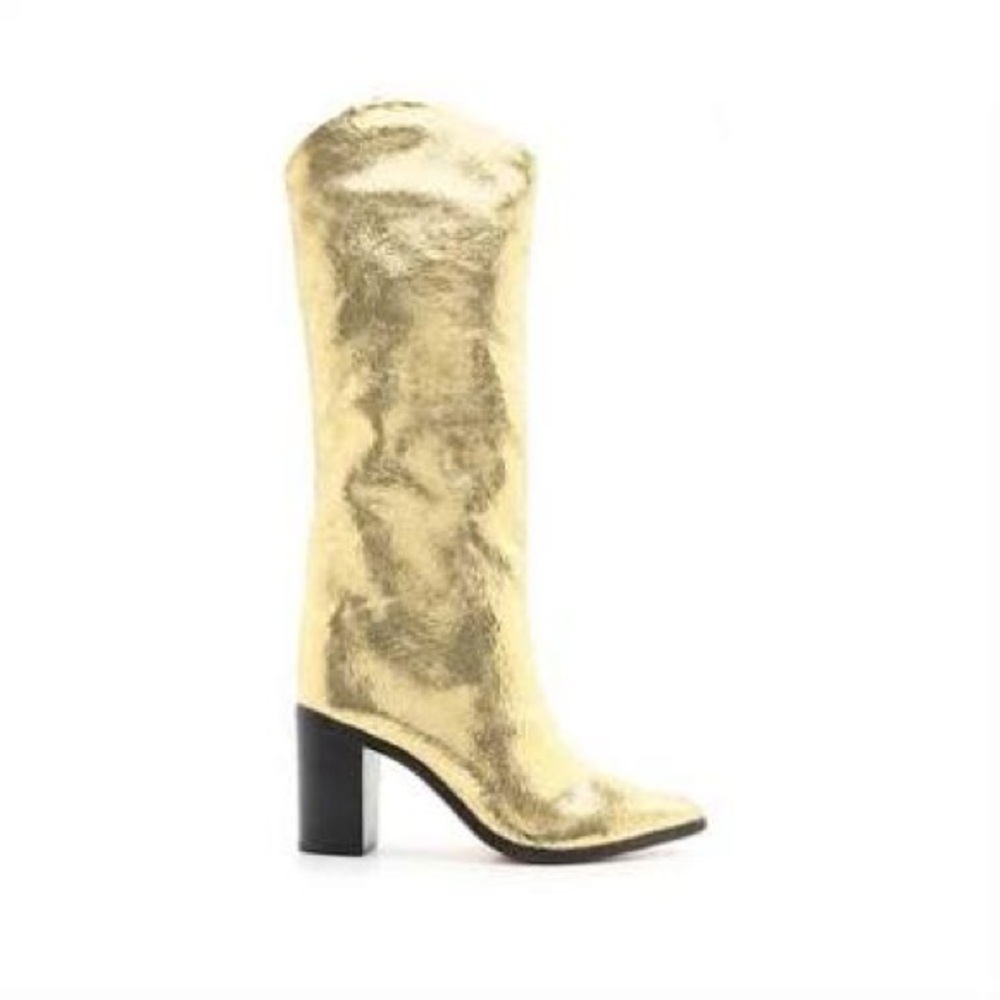 Schutz Analeah Gold Leather cowboy boots Boots 8.5